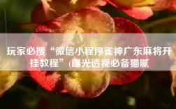 玩家必搜“微信小程序雀神广东麻将开挂教程”(曝光透视必备猫腻