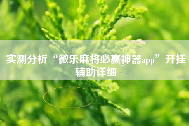 实测分析“微乐麻将必赢神器app	”开挂辅助详细